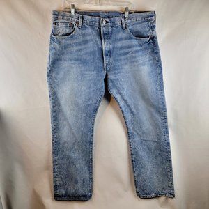 Levi's 501 Jeans Mens 40x30 Blue Denim Button Fly Medium Wash Button Fly Classic